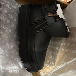 UGG Moto Black Leather Boots